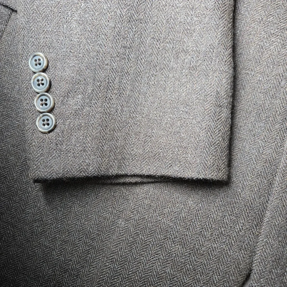 Jos A Bank 100% Wool Tweed Herringbone‎ 46R Blazer Sport Coat  Jacket Brown
